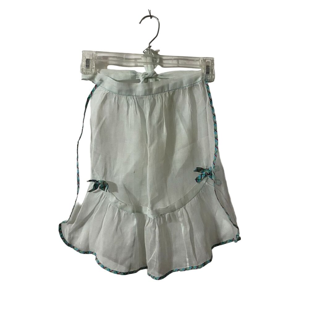 #5733 Womens Sheer VTG Light Blue Half Hostess Apron